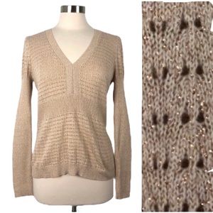 DKNY Jeans Petites Sweater Metallic Gold Threads